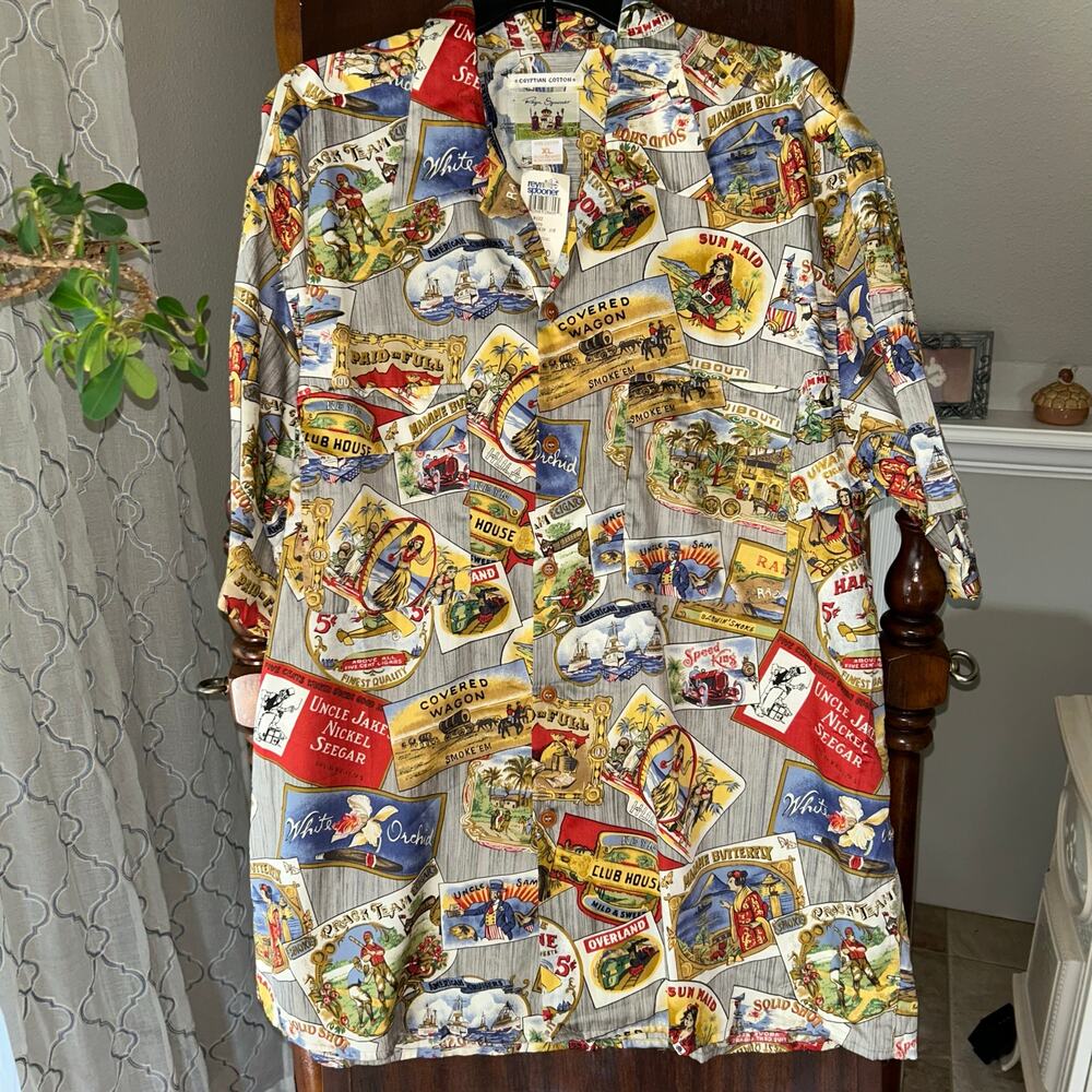 Reyn Spooner Smokin' Joe mens size XL Hawaiian shirt hula girl American classic